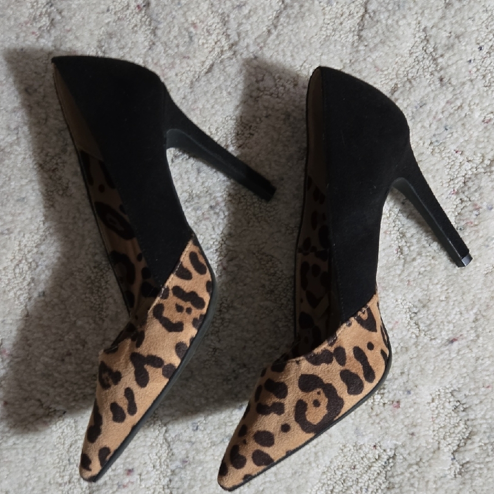 Christian Siriano Black and Leopard Heels